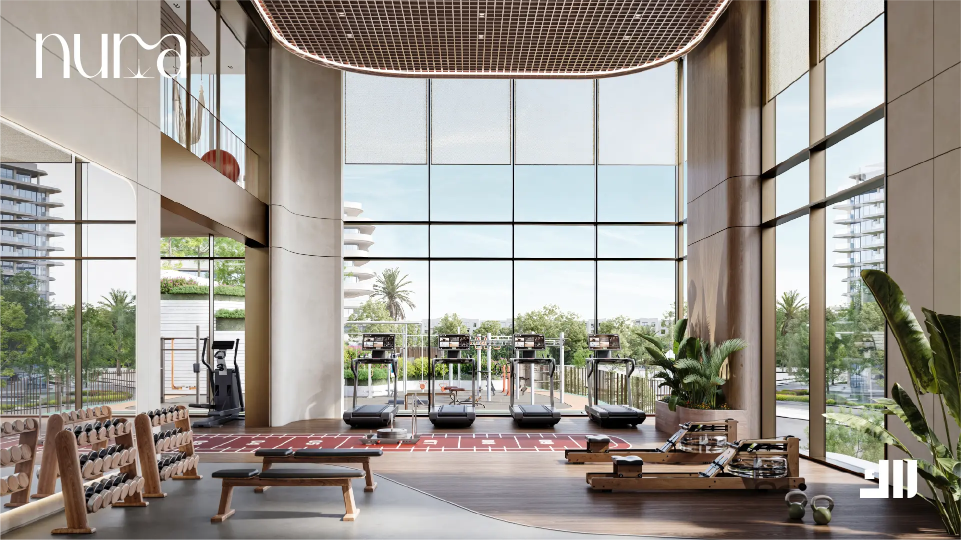 Gym
A fully equipped fitness facility designed to support active living, wellness routines, and a balanced lifestyle in a modern, light-filled setting.